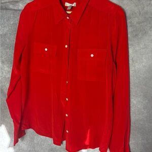 J. Crew red silk blouse